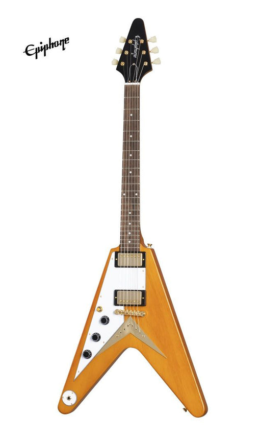 Epiphone Korina Flying V Left-Handed Electric Guitar, Case Included - Aged Natural - Music Bliss Malaysia