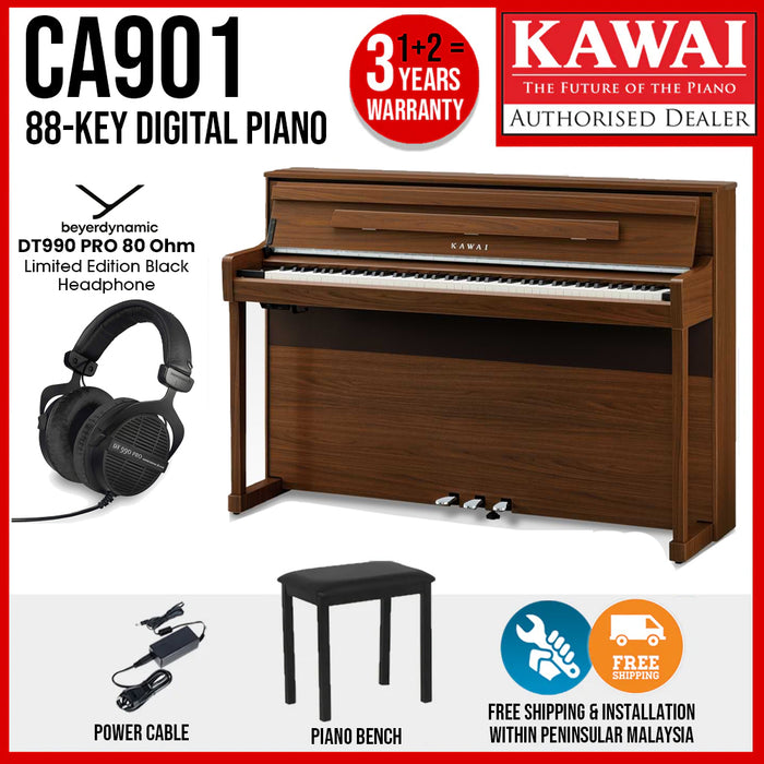 Kawai CA901 88-key Wooden-key Digital Piano - Natural Walnut (Grade 5-Diploma) - Music Bliss Malaysia