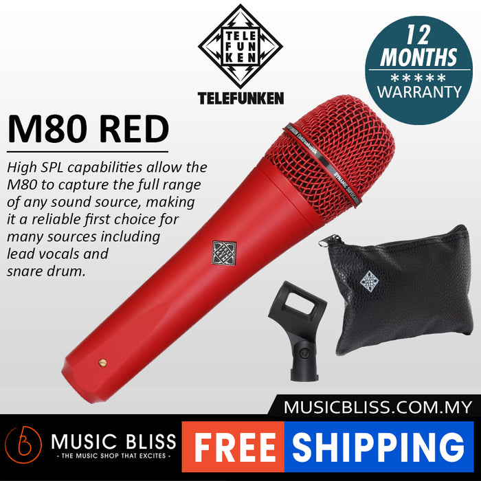 Telefunken M80 Supercardioid Dynamic Handheld Vocal Microphone - Red