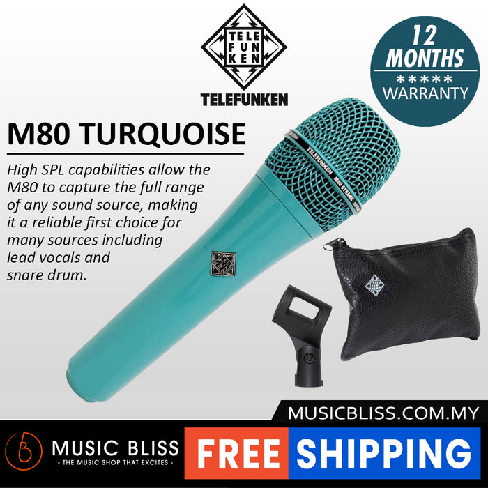 Telefunken M80 Supercardioid Dynamic Handheld Vocal Microphone - Turquoise