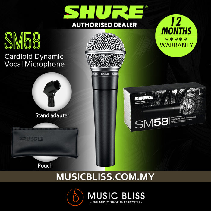 Shure SM58-LC Handheld Dynamic Vocal Microphone Includes Stand Adapter, Zippered Carrying Case