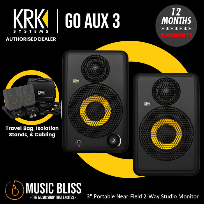 KRK Go Aux 3 3" Portable Studio Monitors - Pair - Music Bliss Malaysia