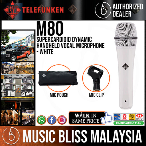 Telefunken M80 Supercardioid Dynamic Handheld Vocal Microphone - White - Music Bliss Malaysia