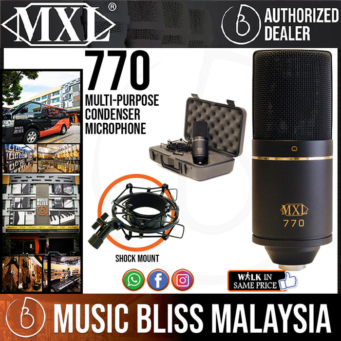 MXL 770 Multi-purpose Condenser Microphone with Shockmount and Carrying Case (MXL770) *Crazy Sales Promotion* - Music Bliss Malaysia