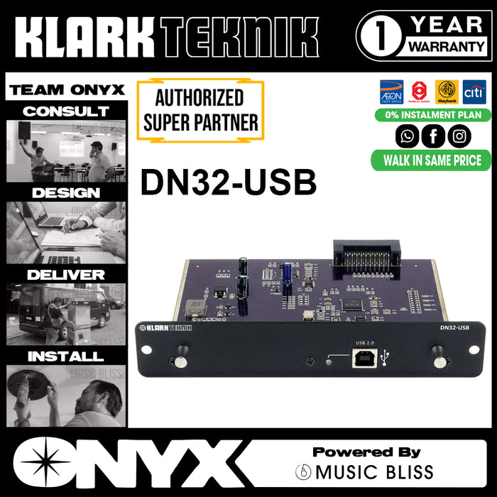 Klark Teknik DN32-USB USB 2.0 Expansion Module with up to 32 Bidirectional Channels (DN32USB / DN32 USB) - Music Bliss Malaysia
