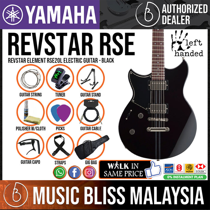 Yamaha Revstar Element RSE20 Left-handed Electric Guitar - Black - Music Bliss Malaysia