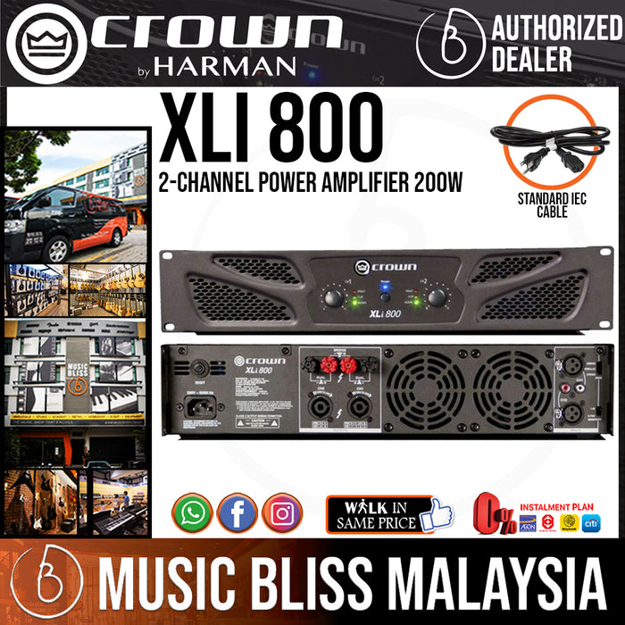 Crown XLi 800 2-channel Power Amplifier, 200W @ 8Ω (XLi800) *Crazy Sales Promotion* - Music Bliss Malaysia