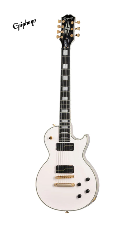Epiphone Matt Heafy Les Paul Custom Origins 7-String Electric Guitar, Case Included - Bone White - Music Bliss Malaysia