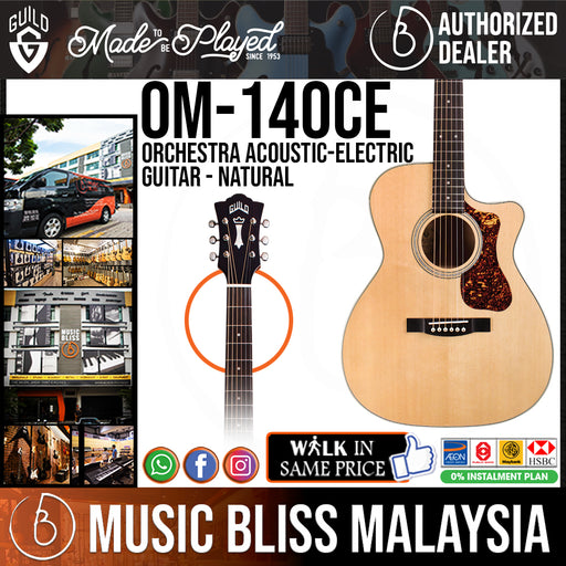 Guild OM-140CE Orchestra Acoustic-Electric Guitar - Natural - Music Bliss Malaysia