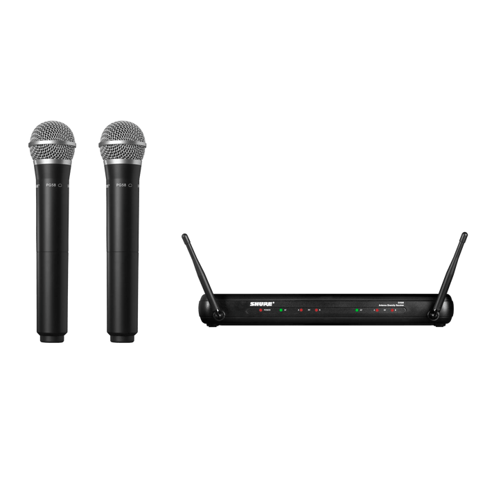 Shure SVX288/PG58 Dual Vocal Wireless System, SVX88 Dual Diversity Receiver & Dual PG58 Handheld Microphone