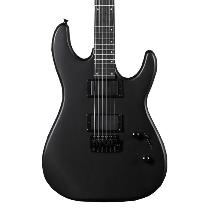 SQOE SEIB300 Heavy Metal Rock Series HH Electric Guitar with Ebony Fretboard - Black
