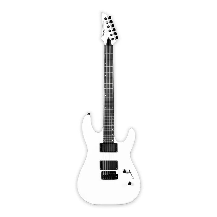 SQOE SEIB300 Heavy Metal Rock Series HH Electric Guitar with Ebony Fretboard - White