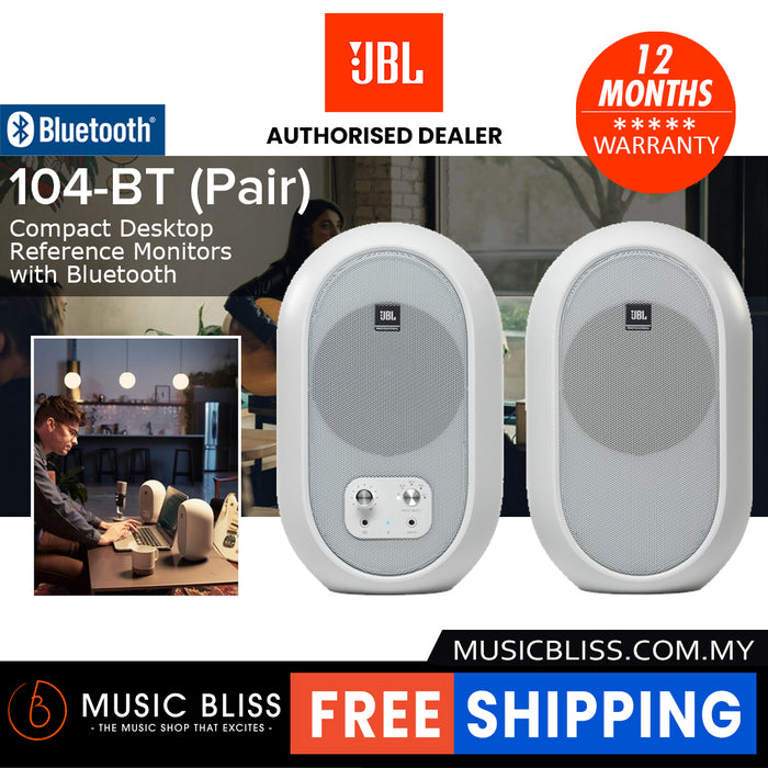 JBL 1 Series 104-BT 4.5" Compact Powered Desktop Reference Monitor with Bluetooth - White