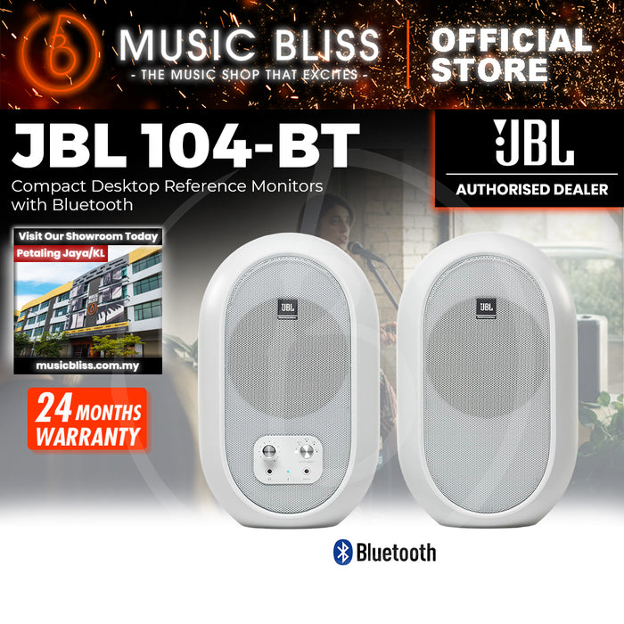 JBL 1 Series 104-BT 4.5" Compact Powered Desktop Reference Monitor with Bluetooth - White
