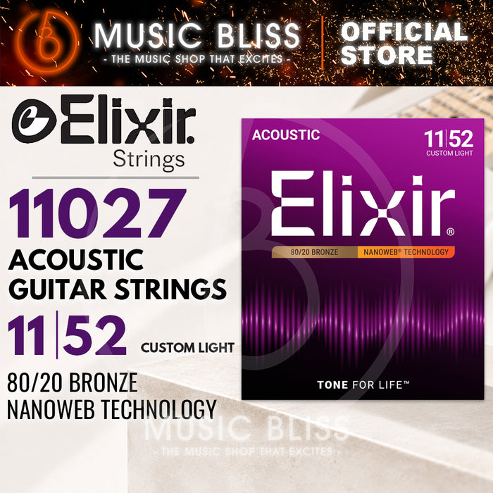 Elixir Strings Nanoweb 80/20 Acoustic Guitar Strings .011-.052 Custom Light