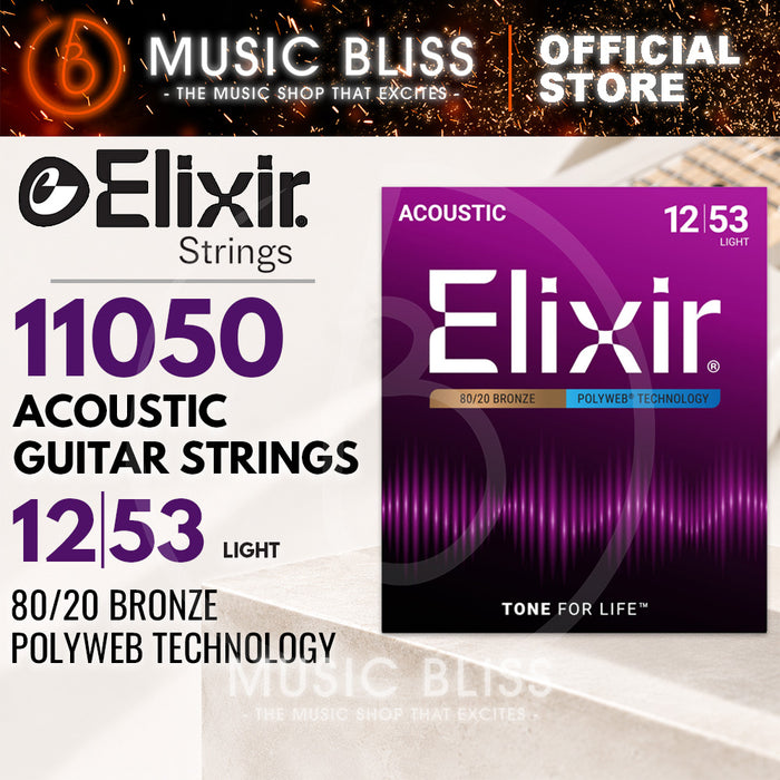Elixir Strings Polyweb 80/20 Bronze Acoustic Guitar Strings .012-.053 Light
