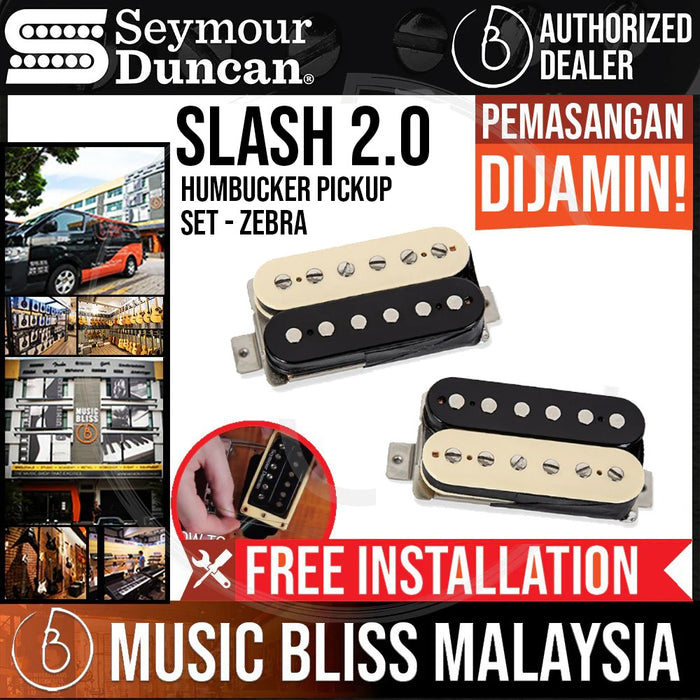 Seymour Duncan Slash 2.0 Humbucker Pickup Set - Zebra (Free In-Store Installation) - Music Bliss Malaysia