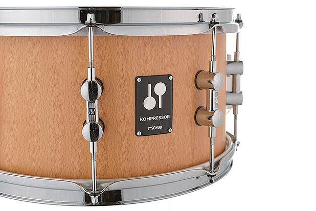 Sonor Kompressor Snare Drum, 13"x07", Beech, Power Hoops, Natural Beech Semi-Gloss