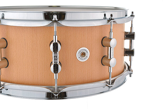 Sonor Kompressor Snare Drum, 14"x06", Beech, Power Hoops, Natural Beech Semi-Gloss