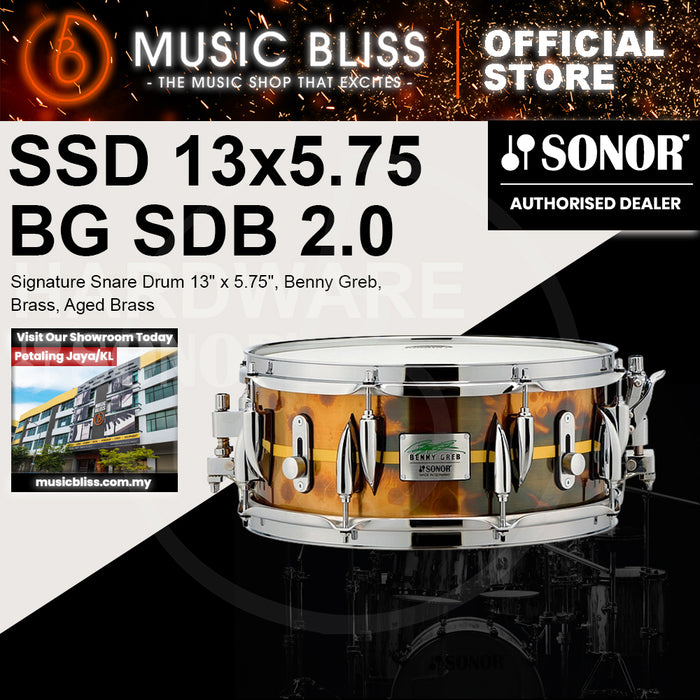 Sonor Benny Greb Signature Brass Snare Drum - 5.75 inches x 13 inches, Distressed