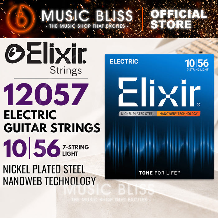Elixir Strings 12057 Nanoweb Electric Guitar Strings -.010-.056 7-string Light