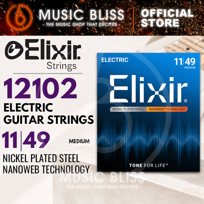 Elixir Strings Nanoweb Electric Guitar Strings .011-.049 Medium