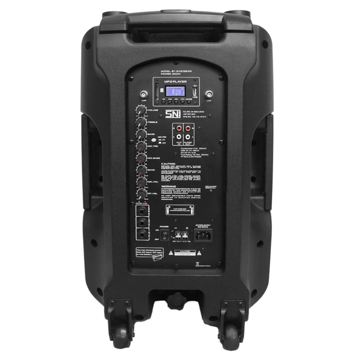 Baretone Audio BT3H1212BWR 12" Portable Speaker