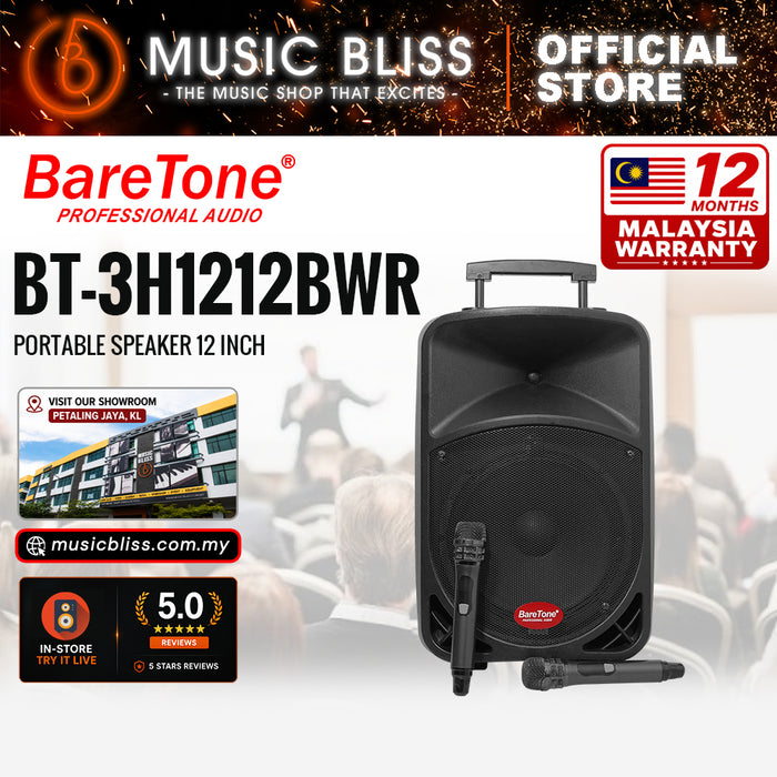Baretone Audio BT3H1212BWR 12" Portable Speaker