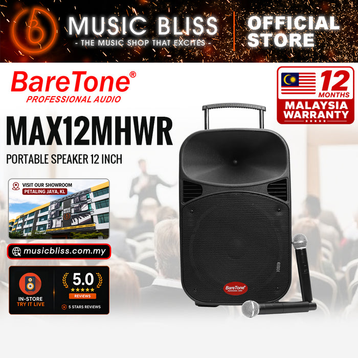 Baretone Audio MAX12MHWR 12" Portable Speaker