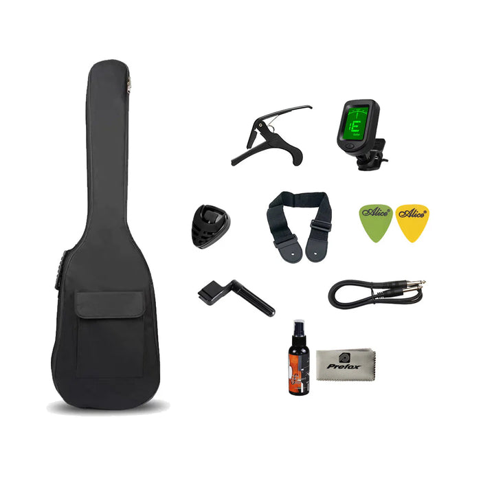 Deviser L-B3-4-BK Budget Beginner Electric Bass Guitar – 4-String Black for Rock Kapak