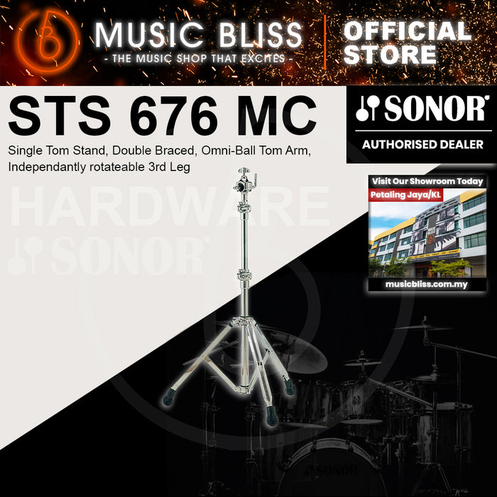 Sonor STS 676 MC Single Tom Stand, Double Braced, Omni-Ball Tom Arm, Independantly rotateable 3rd Leg