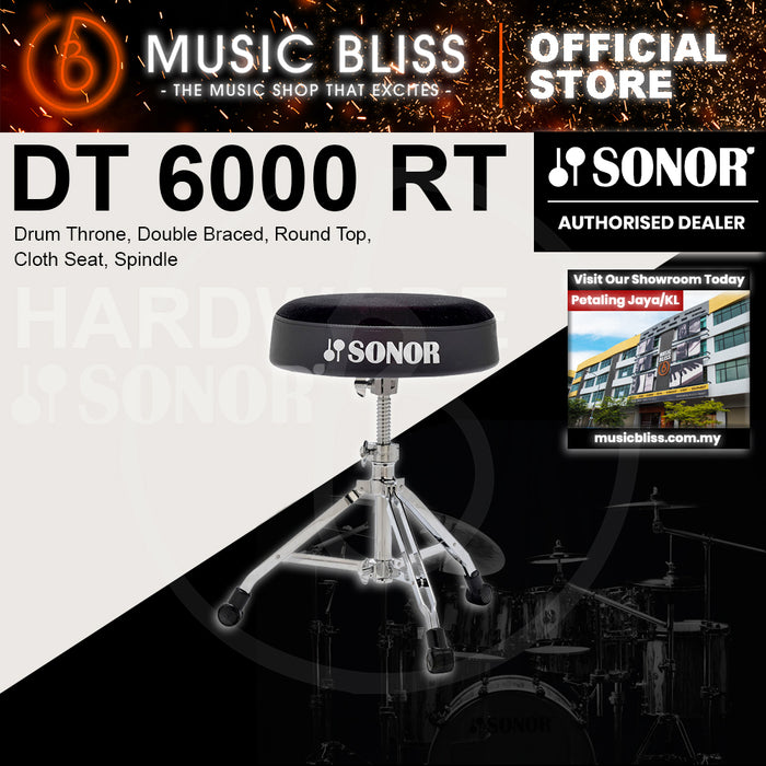 Sonor DT 6000 RT Drum Throne, Double Braced, Round Top, Cloth Seat, Spindle