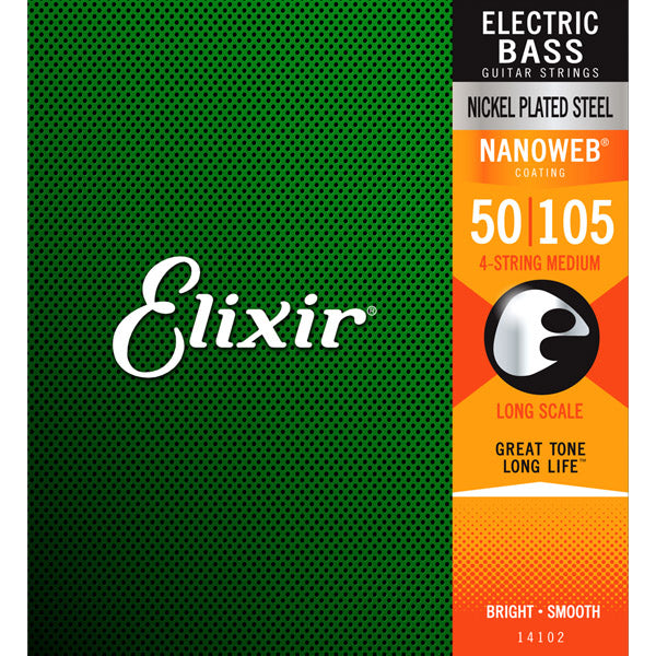 Elixir 14102 Nanoweb Heavy Long Scale Electric Bass Strings 050-105