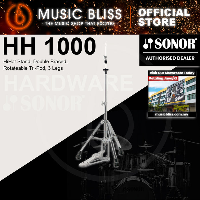 Sonor HH 1000 HiHat Stand, Double Braced, Rotateable Tri-Pod, 3 Legs