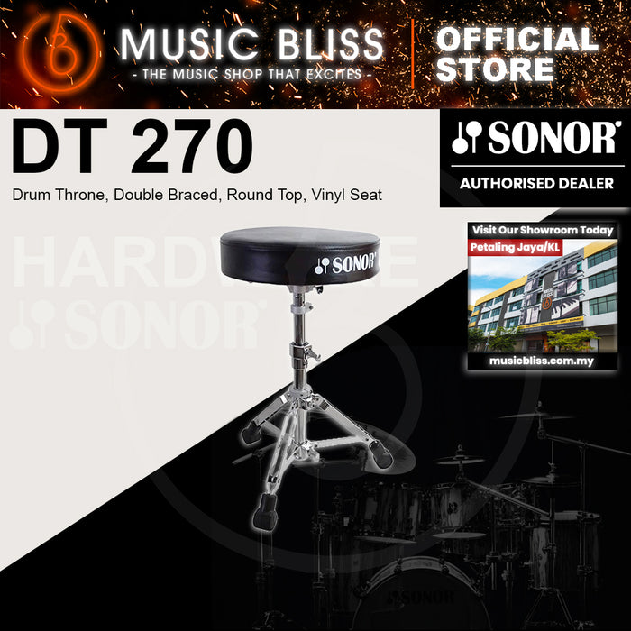 Sonor DT 270 Drum Throne, Double Braced, Round Top, Vinyl Seat