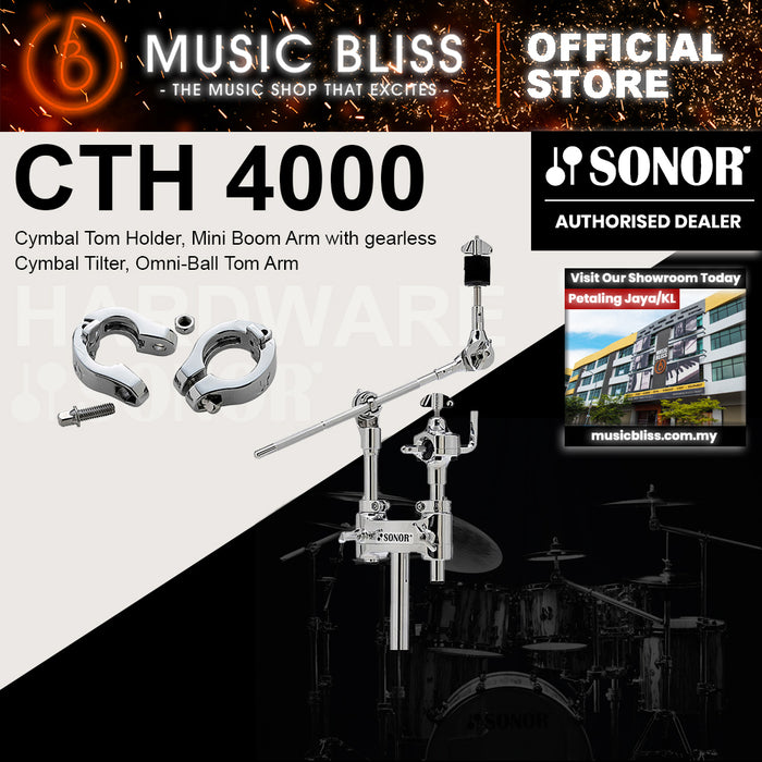 Sonor CTH 4000 Cymbal Tom Holder, Mini Boom Arm with gearless Cymbal Tilter, Omni-Ball Tom Arm