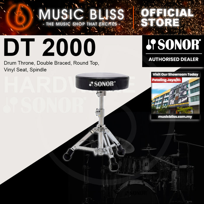 Sonor DT 2000 Drum Throne, Double Braced, Round Top, Vinyl Seat, Spindle