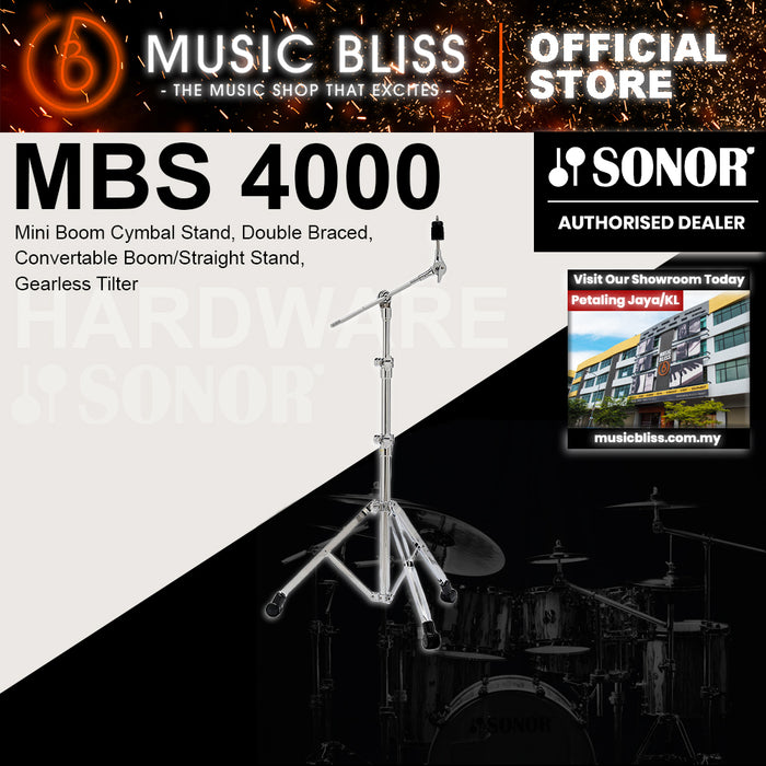 Sonor MBS 4000 Mini Boom Cymbal Stand, Double Braced, Convertable Boom/Straight Stand, Gearless Tilter
