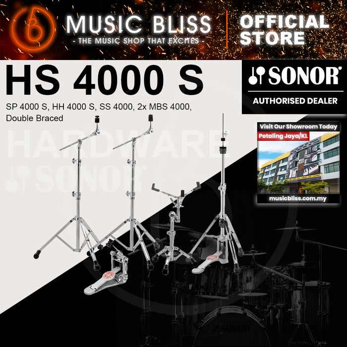 Sonor HS 4000 Series Drum Hardware Set, SP 4000 S, HH 4000 S, SS 4000, 2x MBS 4000, Double Braced