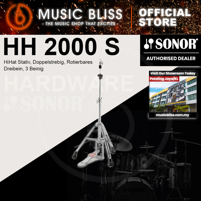 Sonor HH 2000 S HiHat Stand, Double Braced, Rotateable Tri-Pod, 3 Legs