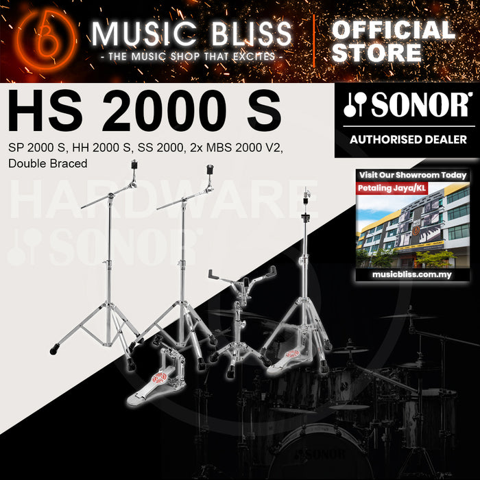Sonor HS 2000 Series Drum Hardware Set, SP 2000 S, HH 2000 S, SS 2000, 2x MBS 2000 V2, Double Braced