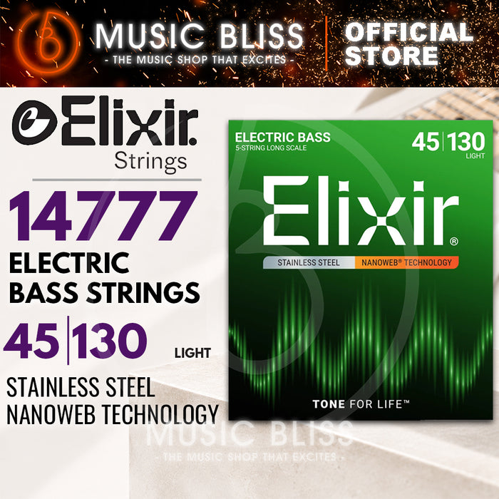 Elixir Strings Nanoweb Light Long Scale 5-String Electric Bass Strings .045-.130