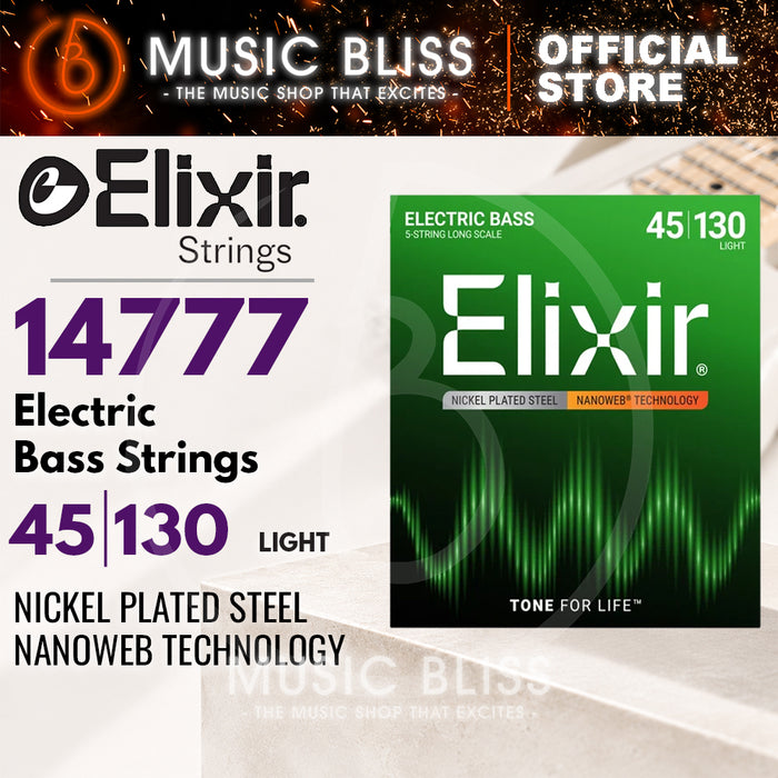 Elixir Strings Nanoweb Light Long Scale 5-String Electric Bass Strings .045-.130
