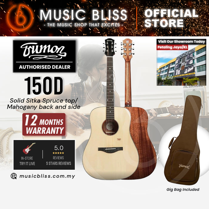 Trumon 150 D Solid Sitka Spruce top/Mahogany back and side Acoustic Guitar - Natural