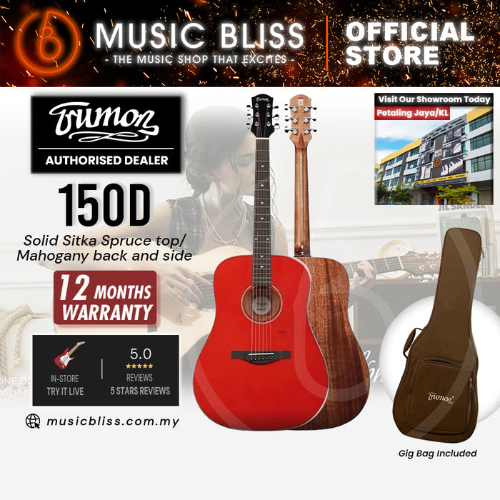 Trumon 150 D Solid Sitka Spruce top/Mahogany back and side Acoustic Guitar with Pickup - Red