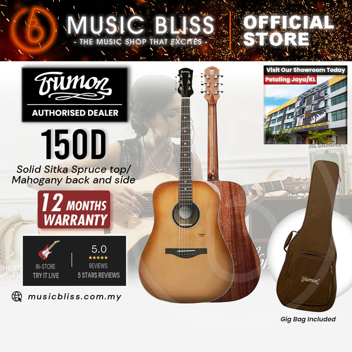 Trumon 150 D Solid Sitka Spruce top/Mahogany back and side Acoustic Guitar with Pickup - Smoky Sunset Gradient