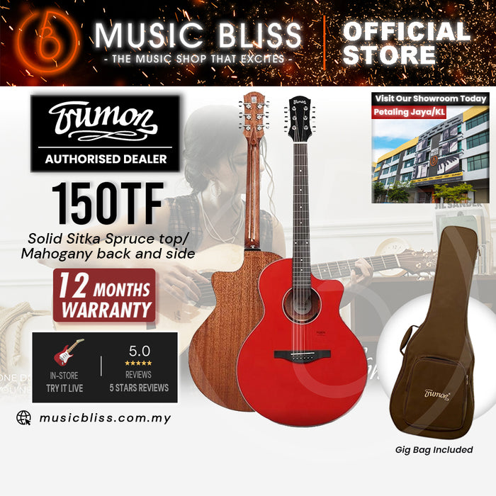 Trumon 150 TF Solid Sitka Spruce top/Mahogany back and side Acoustic Guitar with Pickup - Red