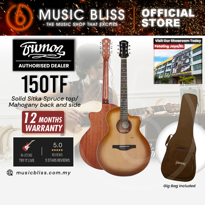 Trumon 150 TF Solid Sitka Spruce top/Mahogany back and side Acoustic Guitar - Smoky Sunset Gradient