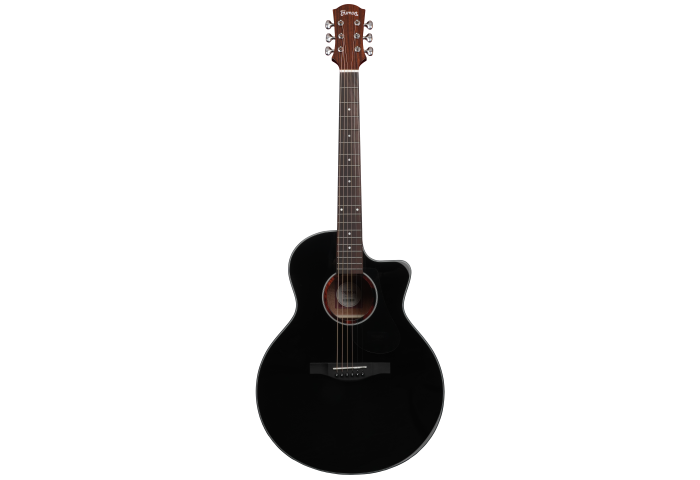 Trumon 150 TF Solid Sitka Spruce top/Mahogany back and side Acoustic Guitar - Black
