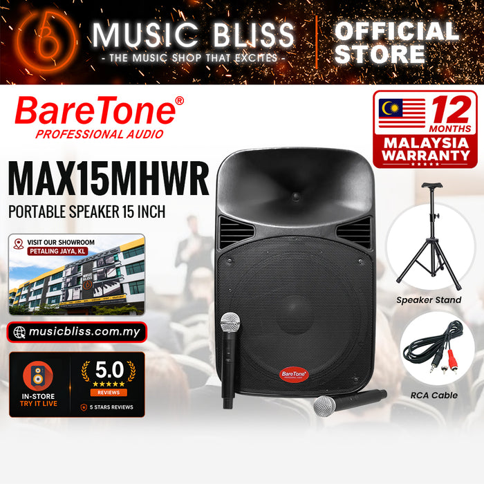 Baretone Audio MAX15MHWR 15" Portable Speaker